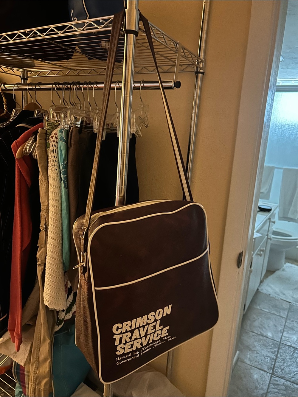 Vintage Crimson Travel Service Burgundy Shoulder Bag